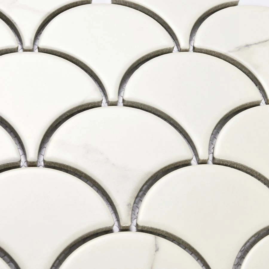 Мозаика Bonaparte Керамогранитная мозаика Calacatta-scale 74,4х70 глянцевая белая 25,5х21,9 см