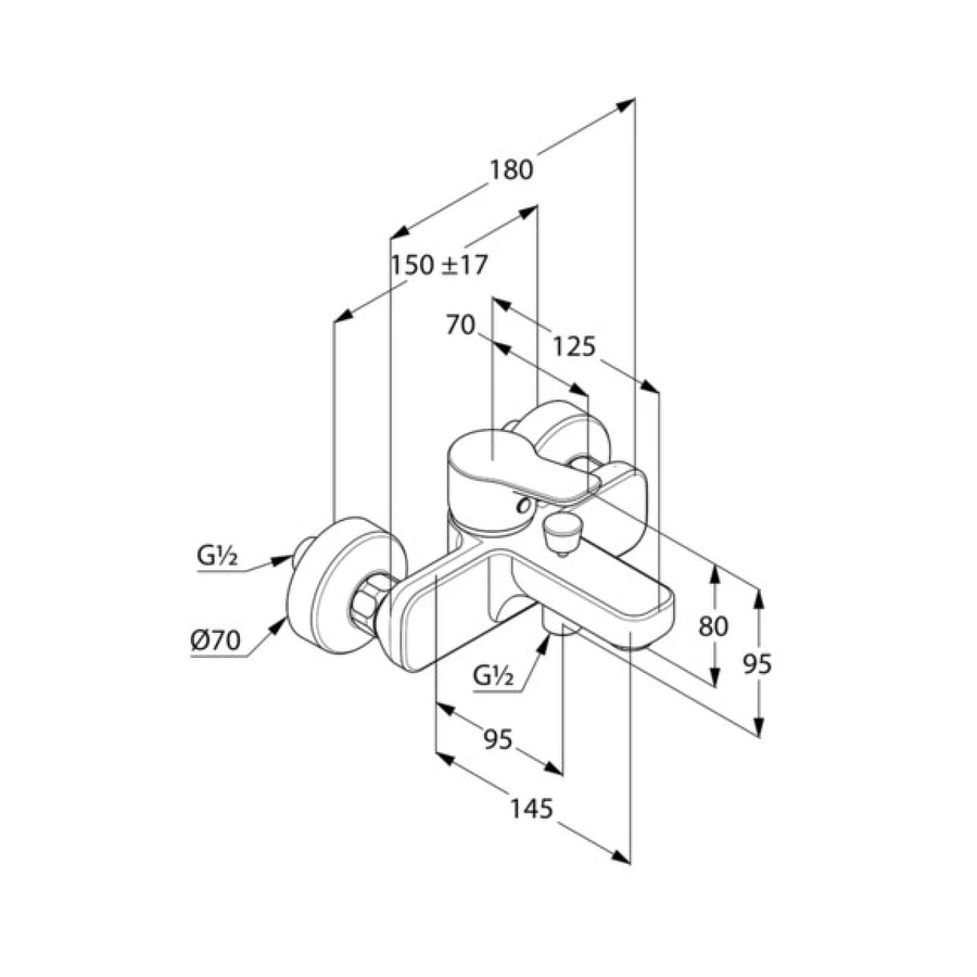 Смеситель для ванны душа Kludi PureEasy однорычажный 22 белый хром