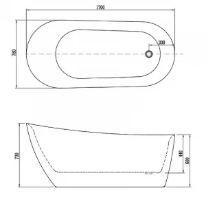 Ванна акриловая отдельностоящая Aquatek Лагуна белый глянцевый AQ-K133778WT 170х78 см