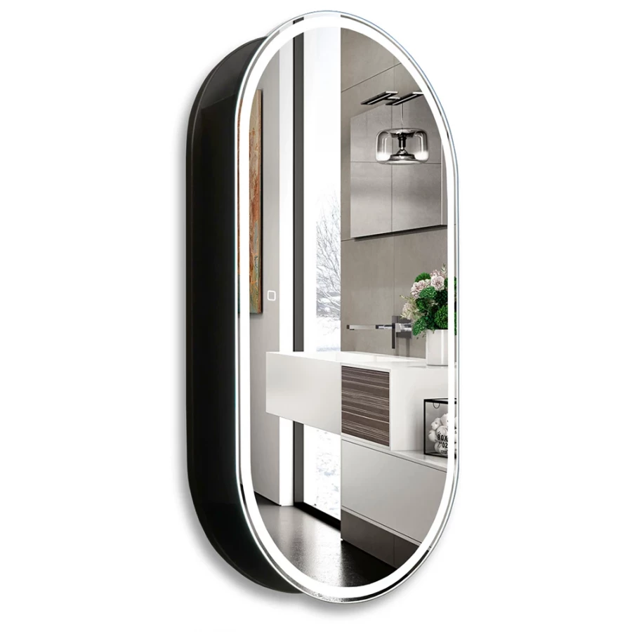 Зеркало-шкаф Silver Mirrors сенсорный выключатель Soho-BLACK LED-00002613 50x100 см