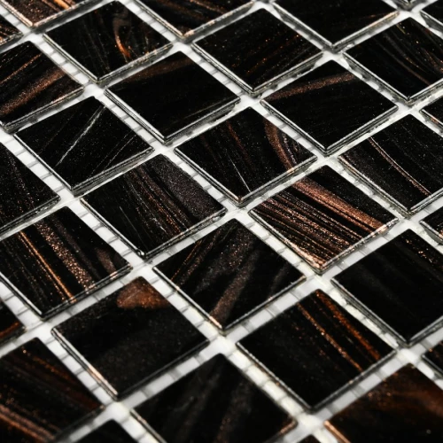 Мозаика Bonaparte Стеклянная мозаика Arabika 20х20 с авантюрином глянцевая коричневая 32,7х32,7 см