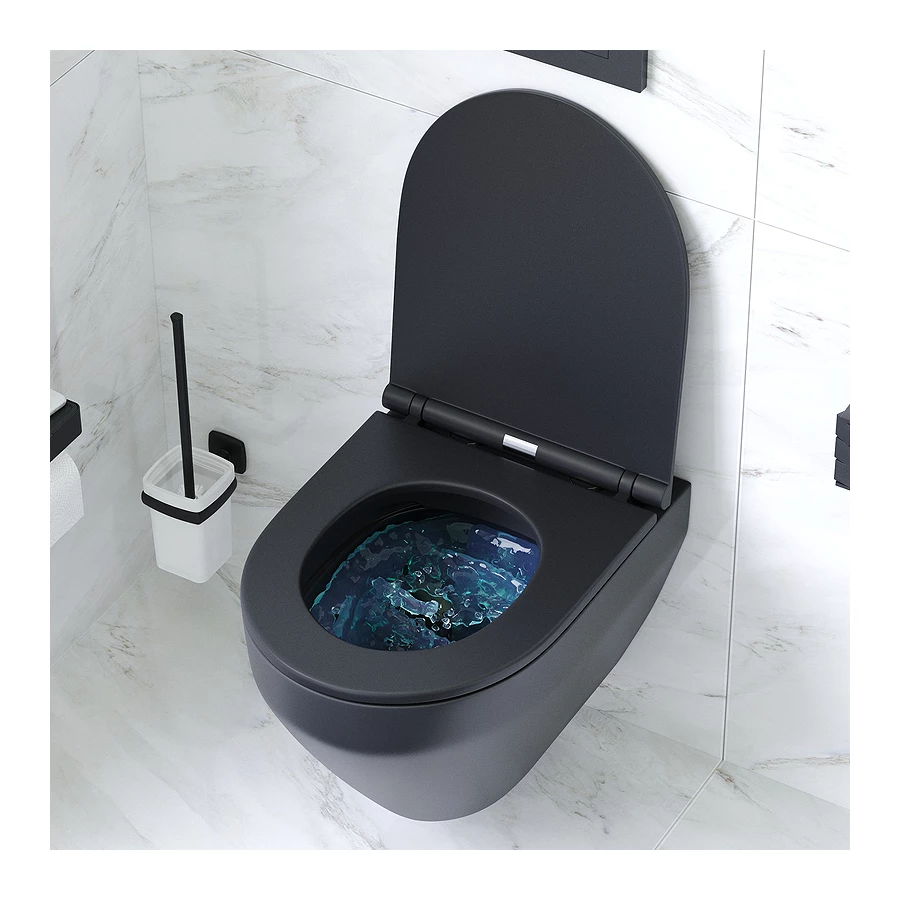 Набор подвесной унитаз с гигиеническим душем Am Pm Spirit V2.0 черный CK70H1103B