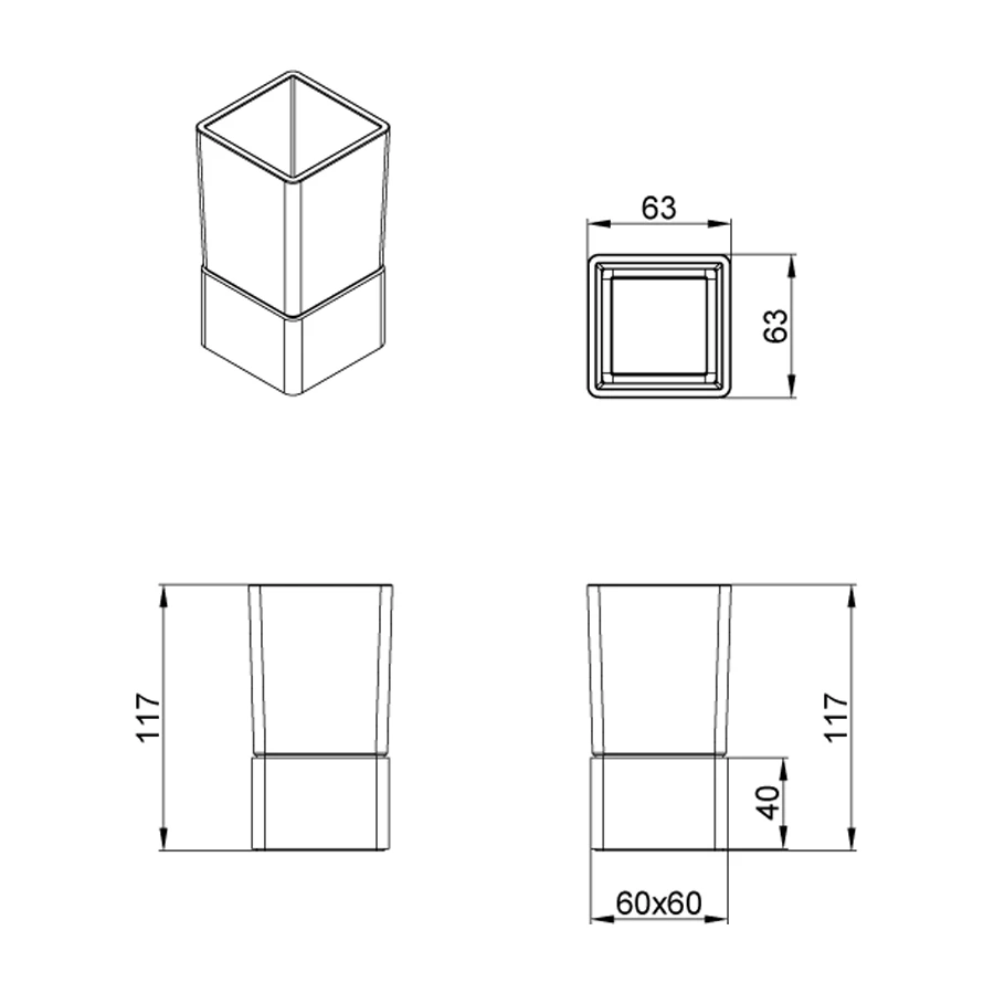 Стакан Azario Rina стеклянный настольный хром AZ-130B