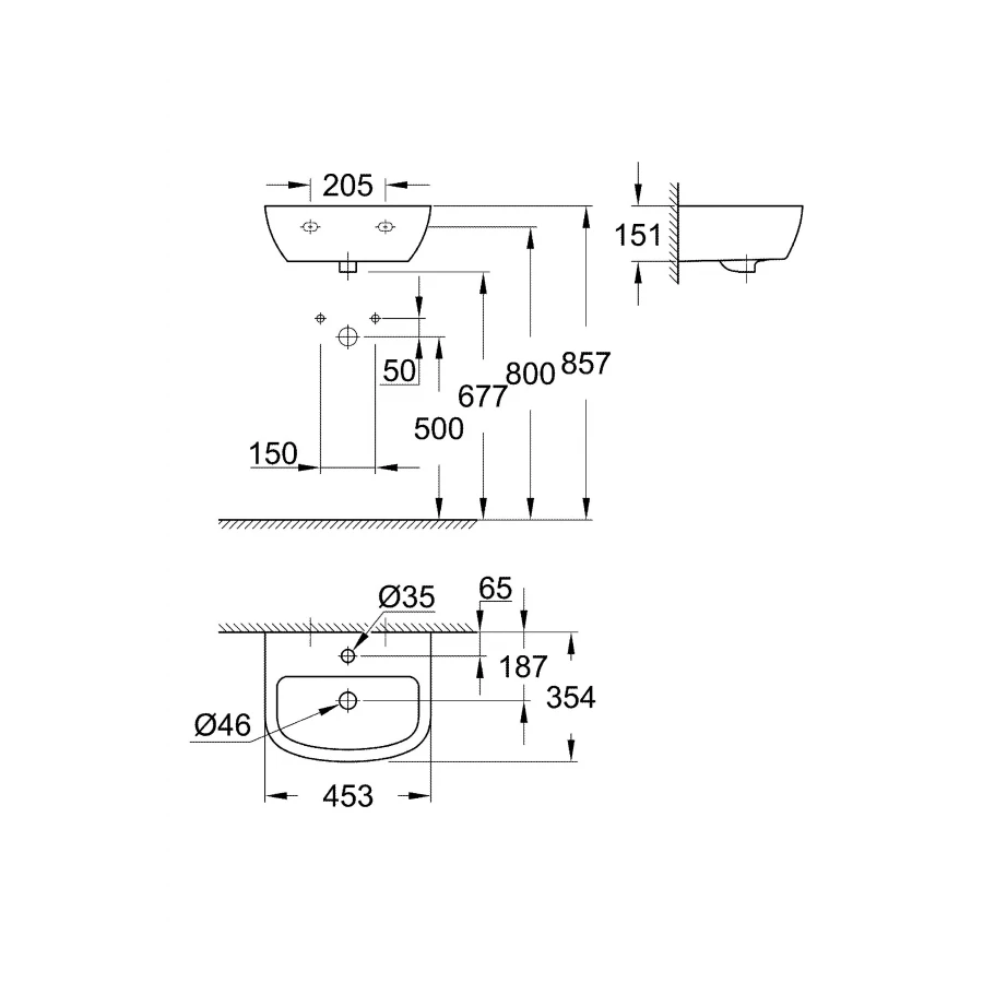 Мини-раковина Grohe Bau Ceramic альпин-белый 39424000 45 см