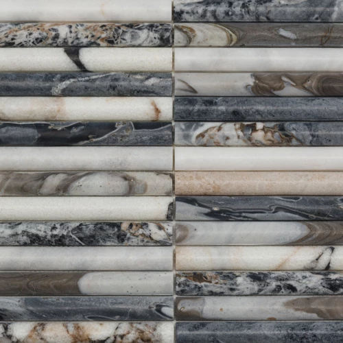 Мозаика Pixel mosaic Венеция Bvlgari Convex чип 20х151 матовая серая PIX 340 30,5х30 см