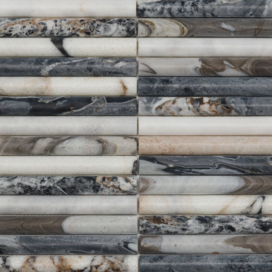 Мозаика Pixel mosaic Венеция Bvlgari Convex чип 20х151 матовая серая PIX 340 30,5х30 см