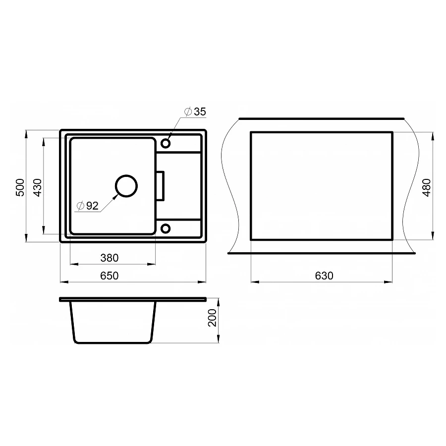 Кухонная мойка Granula Турмалин 6503 65x50 см