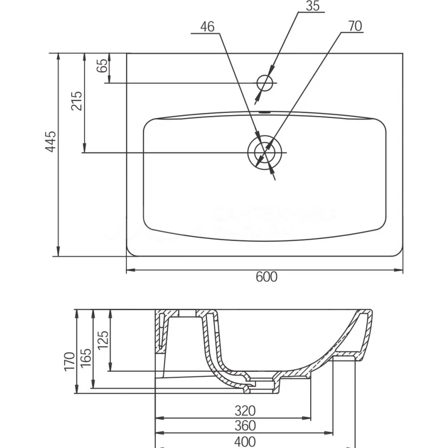 Мебельная раковина Aquaton Santek Нео 60 1WH302186 60х44,5 см