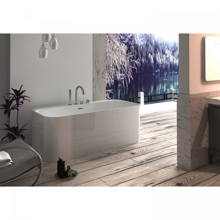 Ванна акриловая Azario Rangali пристенная в комплекте с сифоном и металлической рамой RAN17080 170х80х58 см