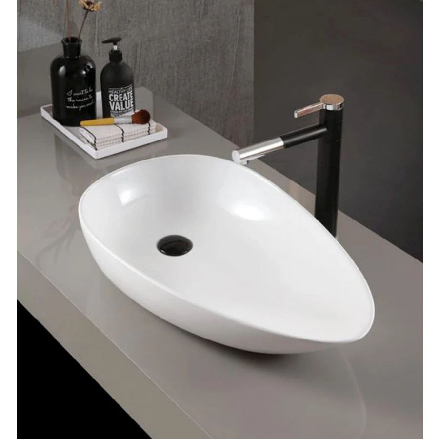 Раковина накладная Abber Bequem белая AC2117 59х36 см