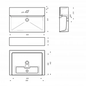 Раковина накладная Sanita Luxe Novel NOV60SLWB01