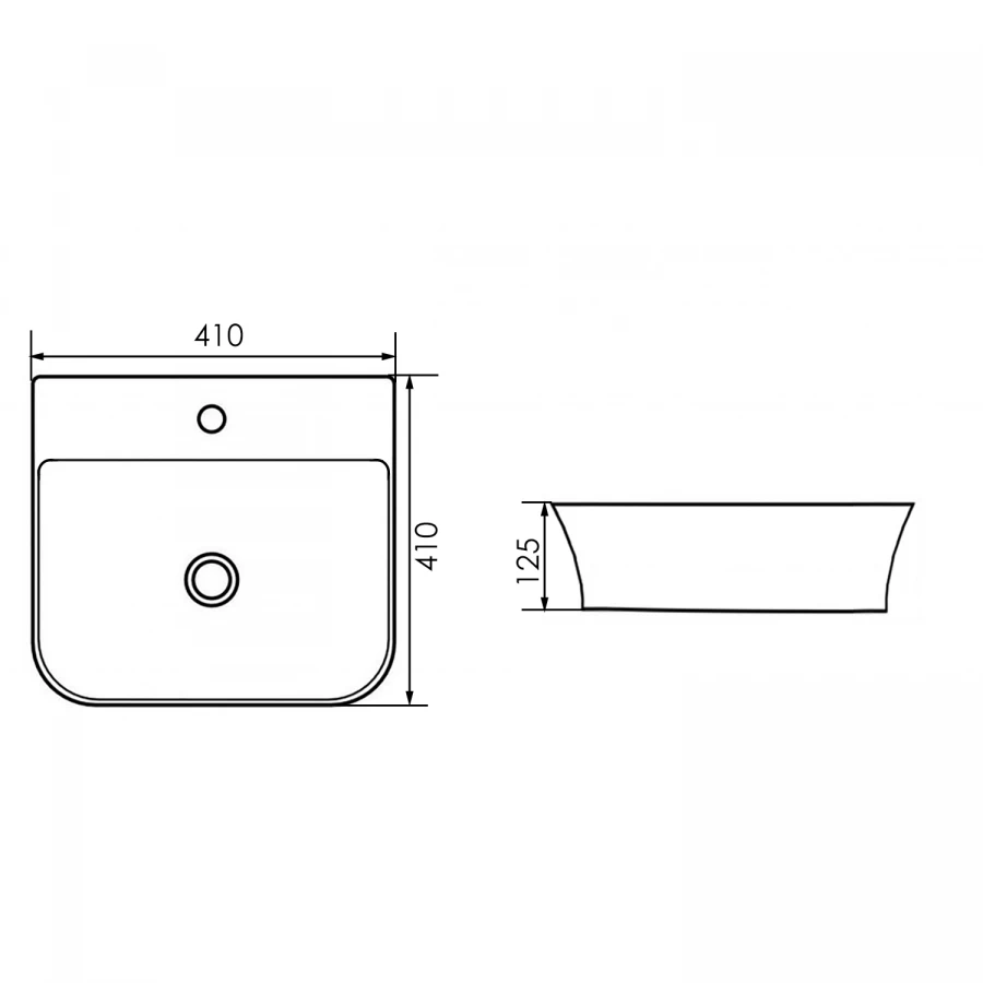 Раковина накладная Azario квадратная белый глянец AZ-2257 41х41х12.5 см