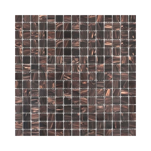 Стеклянная мозаика JNJ Mosaic Gold Link с авантюрином сетка 2x2 глянцевая коричневая GB33 32,7х32,7 см
