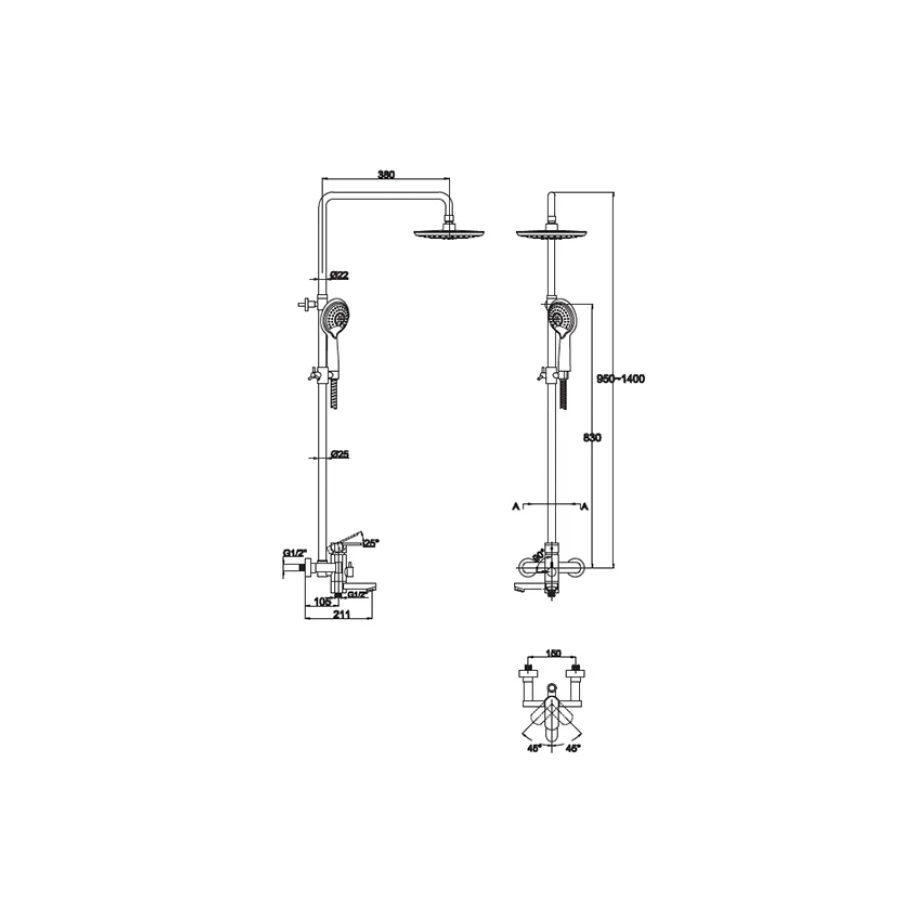 Душевая система Kaiser SX-2060-4 White хром