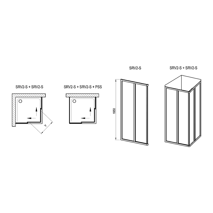 Душевая дверь Ravak Supernova srv2 черный transparent 14va03o2z1 100 см