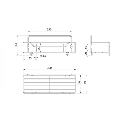 Полка Milardo Grid одноярусная прямая проволока стальная хром GRICS1CM44