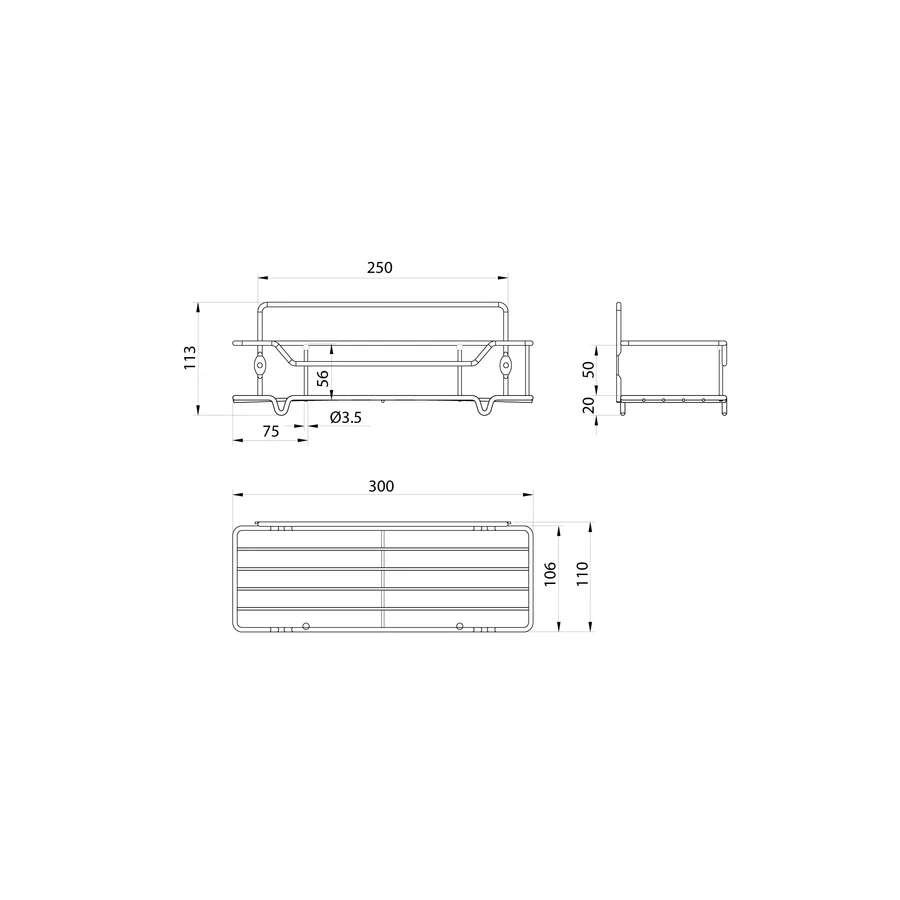 Полка Milardo Grid одноярусная прямая проволока стальная хром GRICS1CM44