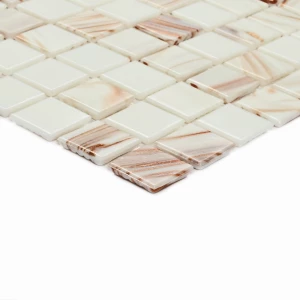 Мозаика Bonaparte Стеклянная мозаика Diva 20х20 с авантюрином полуглянцевая белая 32,7х32,7 см