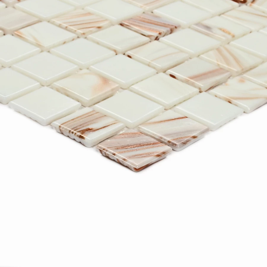 Мозаика Bonaparte Стеклянная мозаика Diva 20х20 с авантюрином полуглянцевая белая 32,7х32,7 см