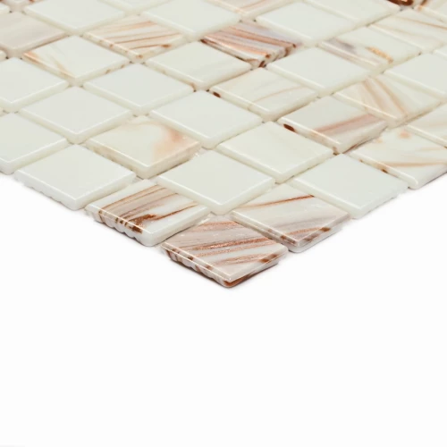 Мозаика Bonaparte Стеклянная мозаика Diva 20х20 с авантюрином полуглянцевая белая 32,7х32,7 см
