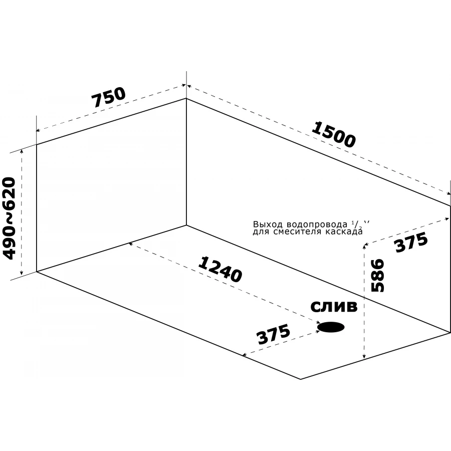 Ванна акриловая Azario Тенза ТНВ0001 150х75 см
