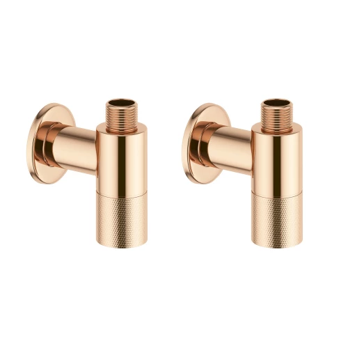 Латунные угловые кран-вентили для подключения смесителя Wellsee Drainage System 2 шт резьба 1/2x 3/8" с отражателями цвет розовое золото 182149001