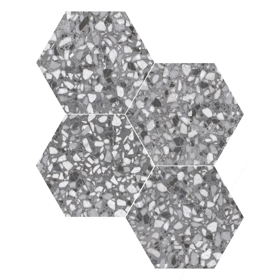 Керамогранит Durstone Six Terazzo Grey глазурованный матовый 27х23 см