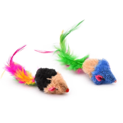 Игрушка для кошек Nobby Мышка с погремушкой и хвостиком из перьев 5 см