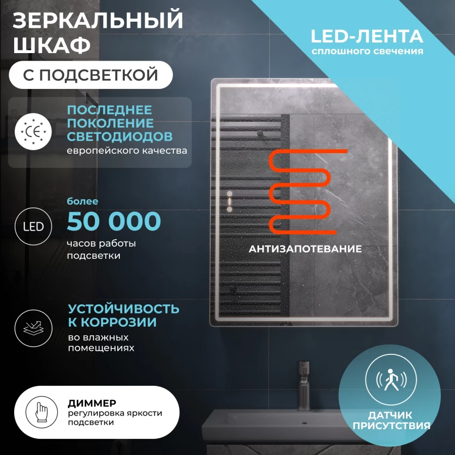 Зеркало шкаф Vigo Geometry Step 600 навесной 301 59.7x79 см