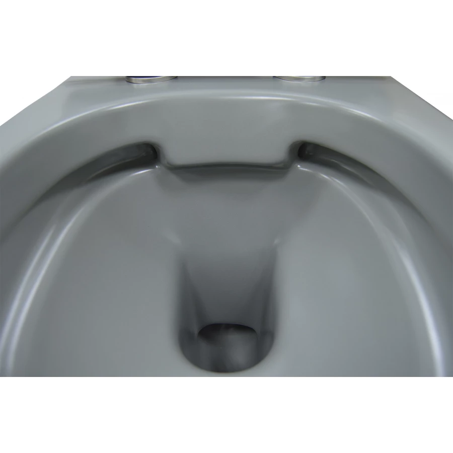 Унитаз подвесной Azario Grado безободковый с быстросъемным сидением микролифт серый матовый AZ-0046 SP MDG 37х49х37 см