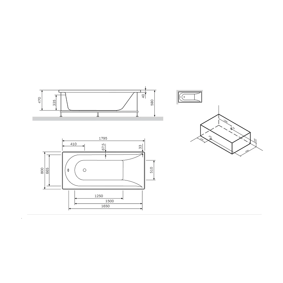 Каркас для ванны Am Pm Spirit W72A-180-080W-R2 180x80 см