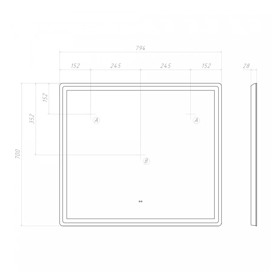 Зеркало Vigo Geometry Comfort 800 62 80x70 см