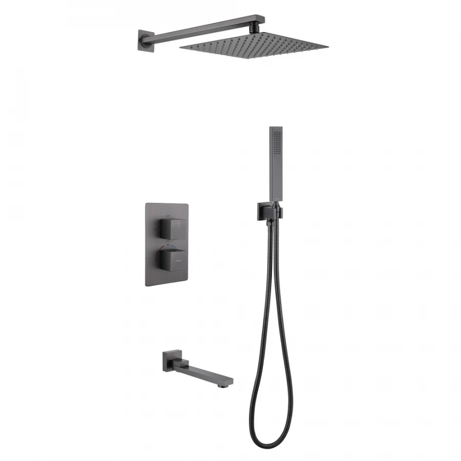 Душевая система Abber Daheim скрытого монтажа с изливом термостат никель AF8250NG
