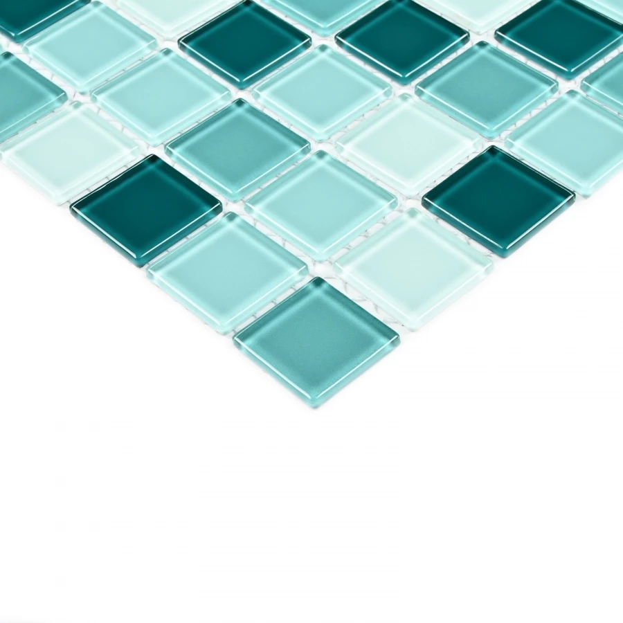Мозаика Bonaparte Стеклянная мозаика Beauty 25х25 глянцевая бирюзовая 30х30 см