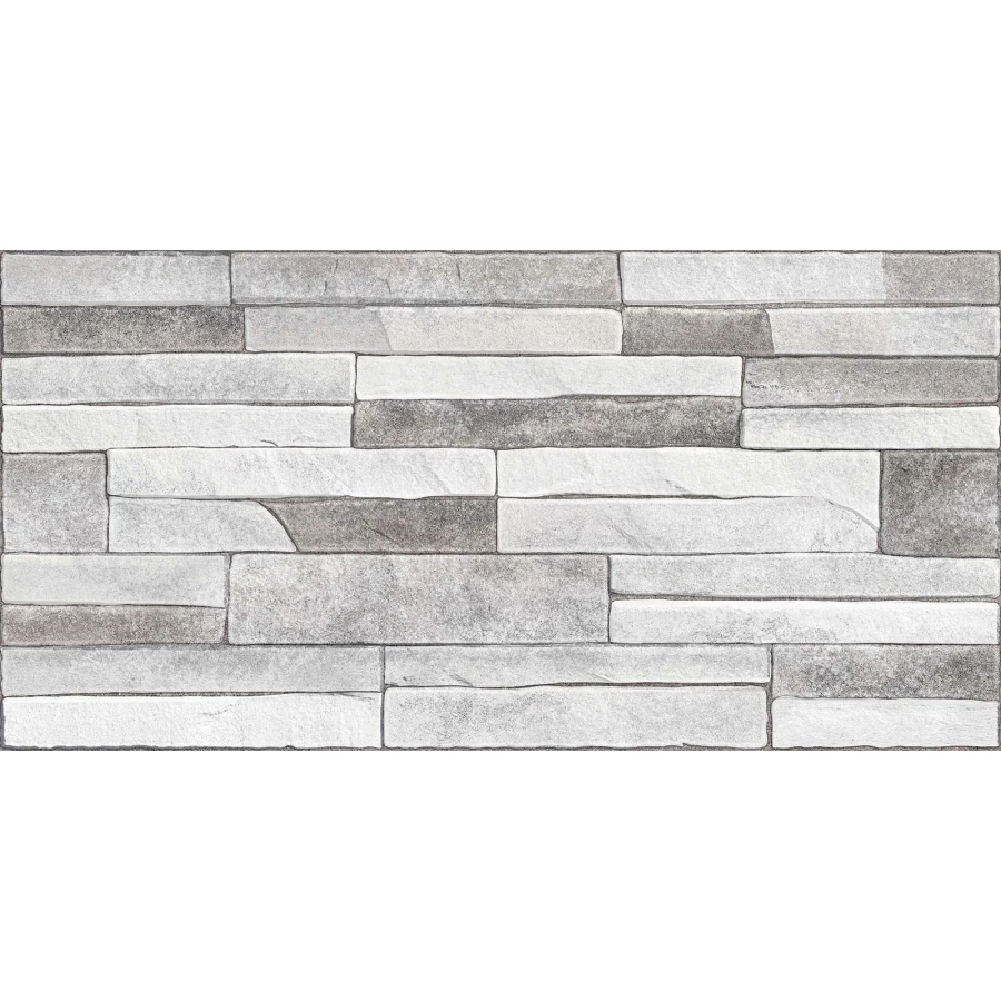 Плитка настенная Alma Ceramica Discover рельефная глянцевая серая TWU2550DCV17 50х24,9 см