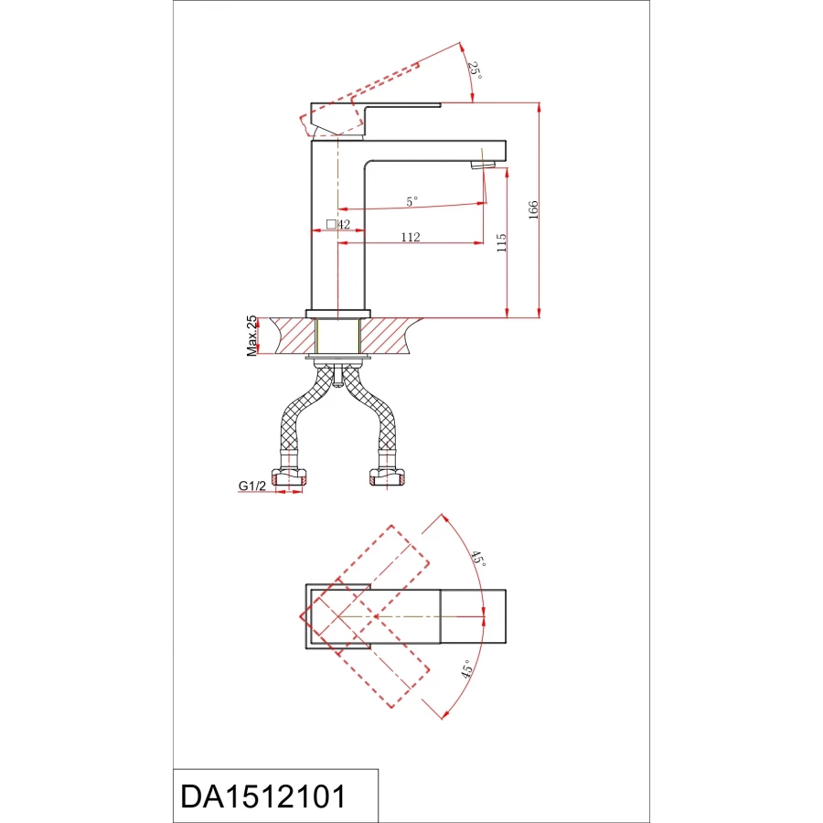 Смеситель для раковины D&K Bayern.Liszt серый графит DA1512106