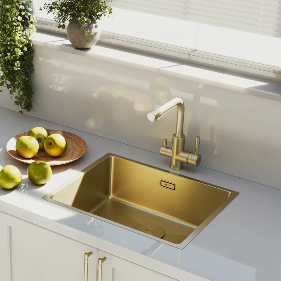 Кухонная мойка Lemark Olanga 540 прямоугольная из нержавеющей стали золото 9938126