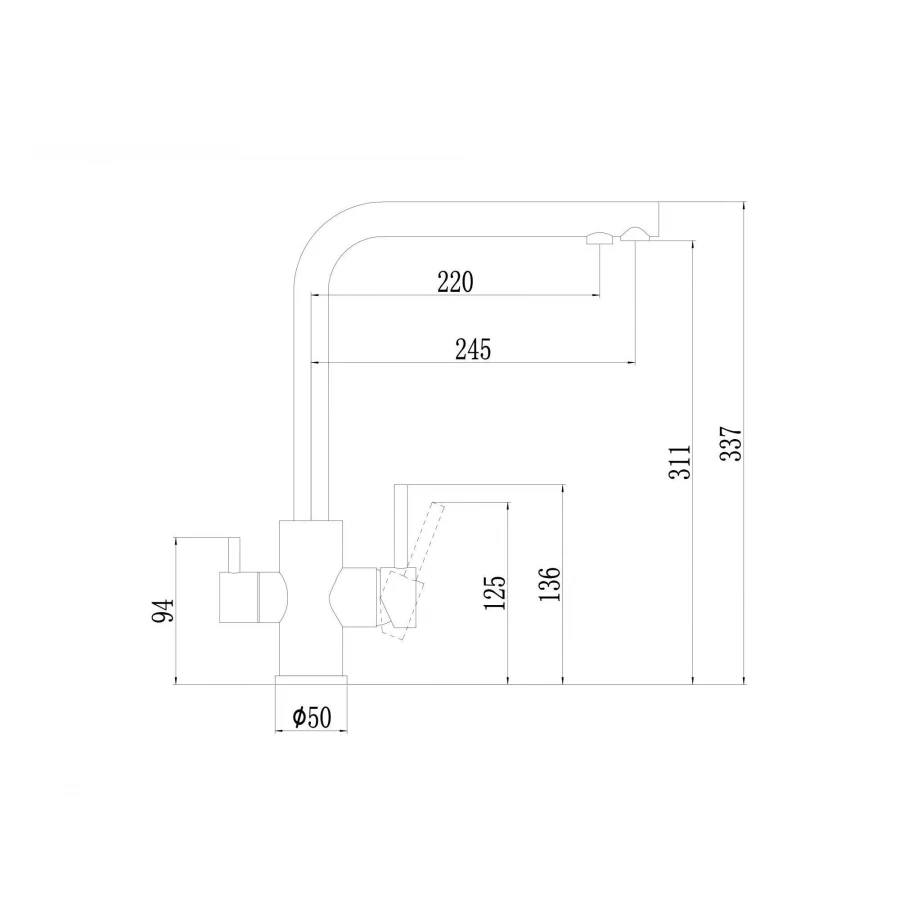 Смеситель Fmark для кухонной мойки под фильтр питьевой воды FS0962L