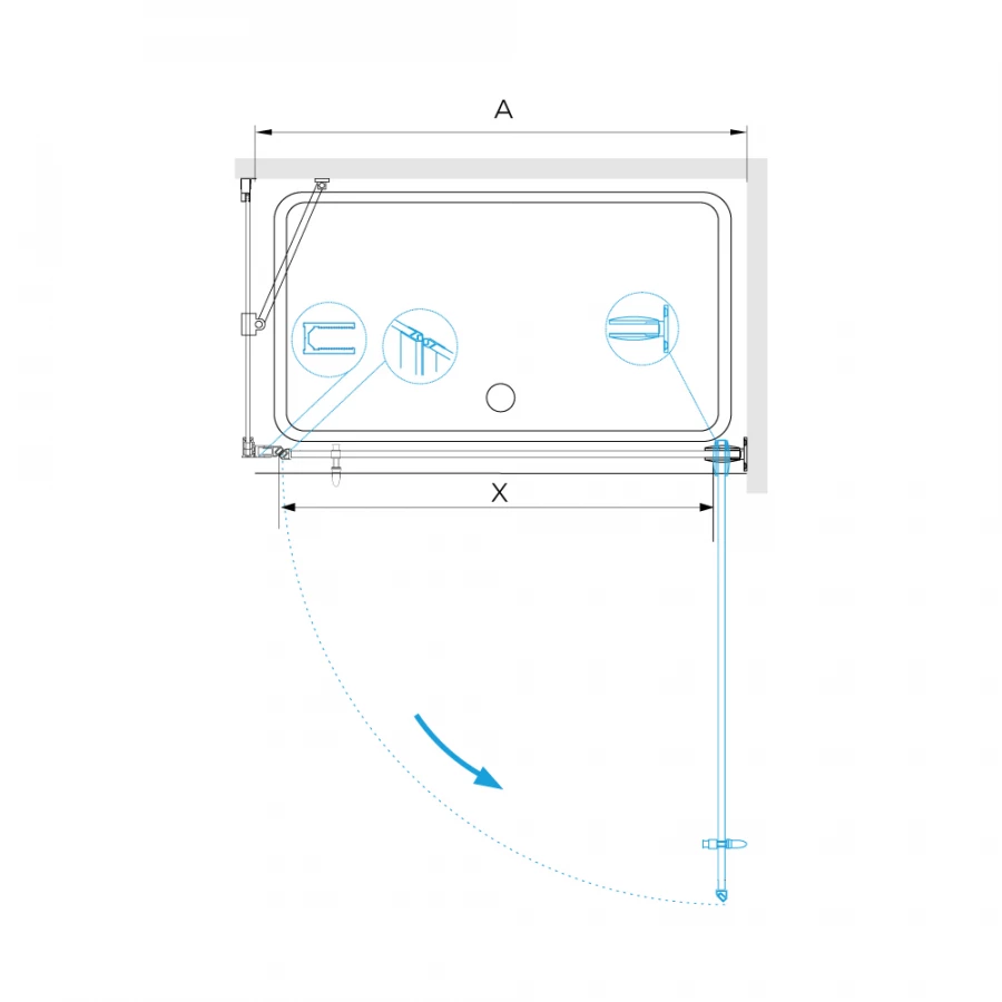 Душевой уголок RGW HO-045 HO-011 + Z-050-2 + O-204 Прозрачное 350604569-011 60х90 см
