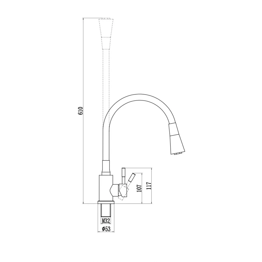 Смеситель Savol для кухонной мойки графит S-3002QM-06
