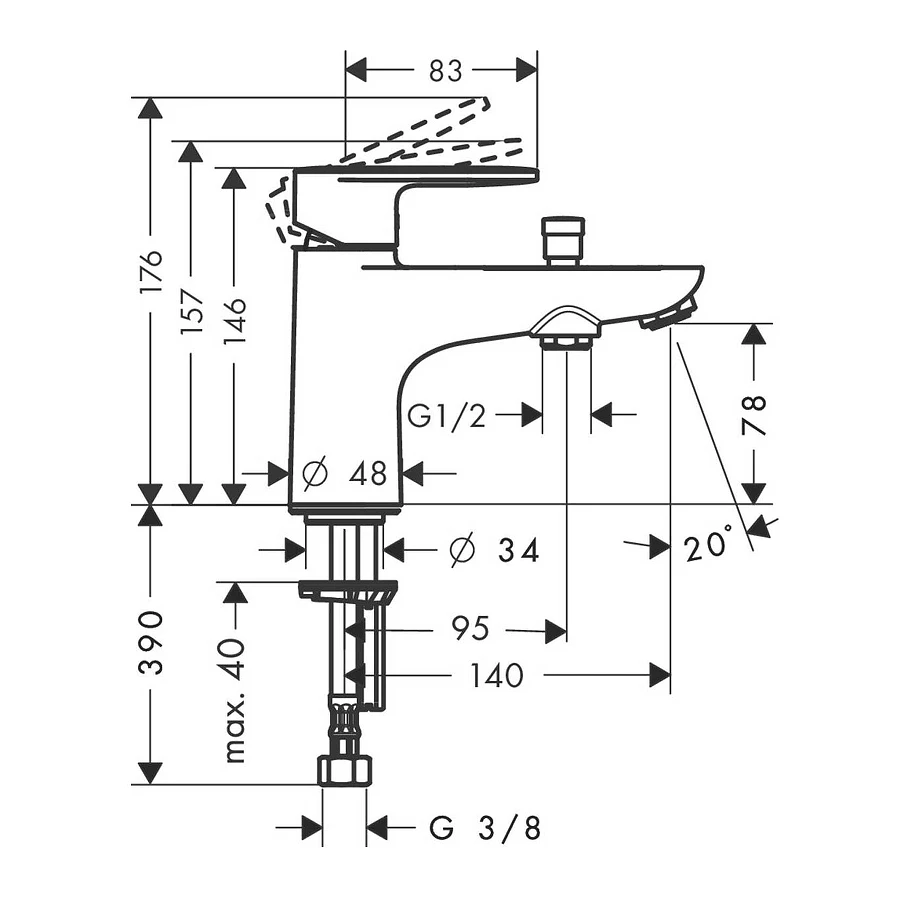 Смеситель на борт ванны Hansgrohe Vernis Blend Хром 71444000