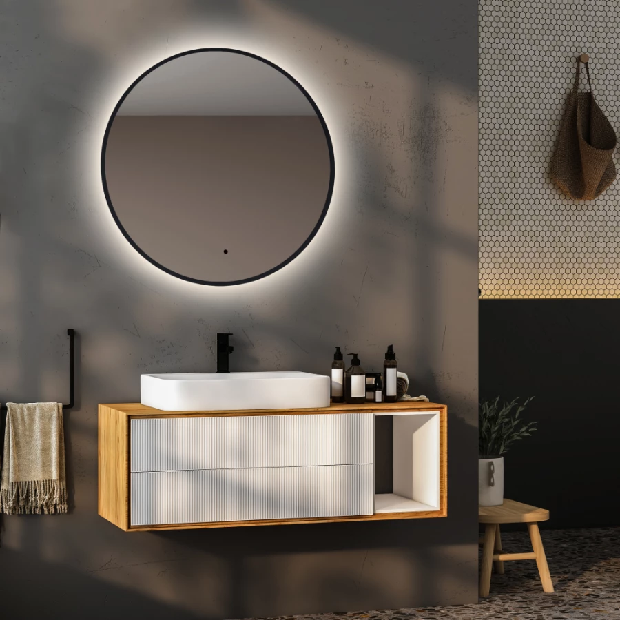 Зеркало Abber Mond с подсветкой бесконтактный выключатель диммер черный AG6204SCB-0.77