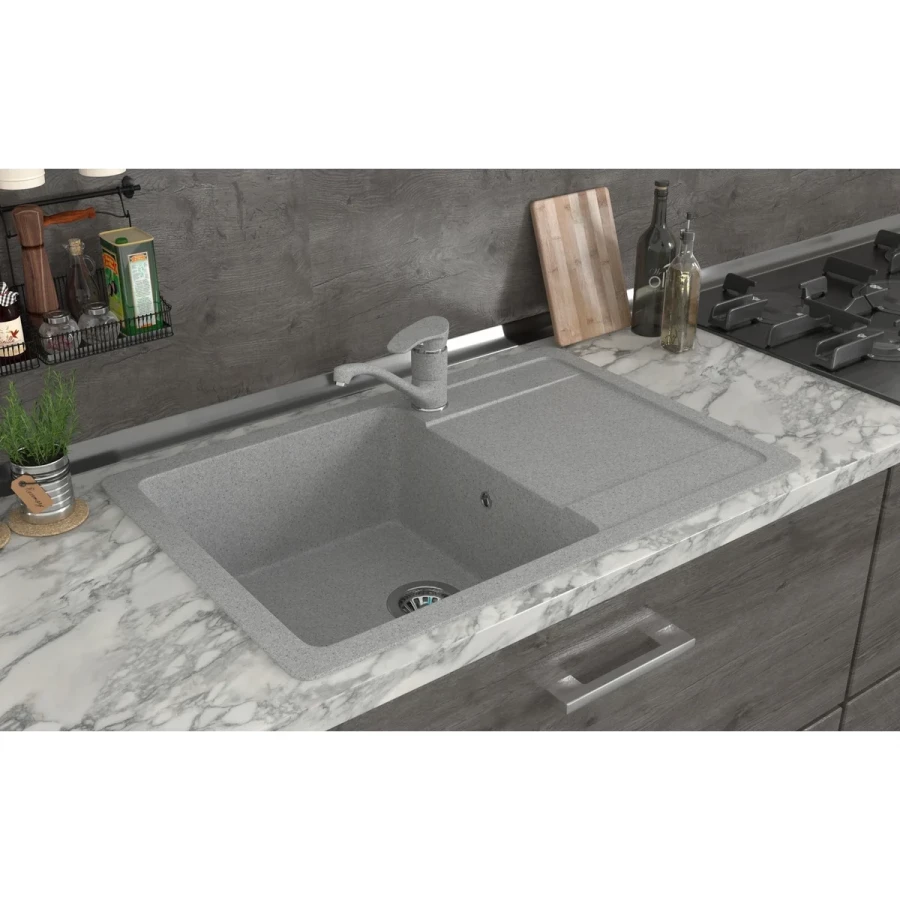 Мойка MixLine ML-GMS15 стандарт с крылом светло-серый 551147 640x505x185 мм