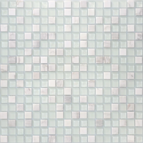 Мозаика из стекла и натурального камня Caramelle Mosaic Mont Blanc белый 30,5x30,5 см