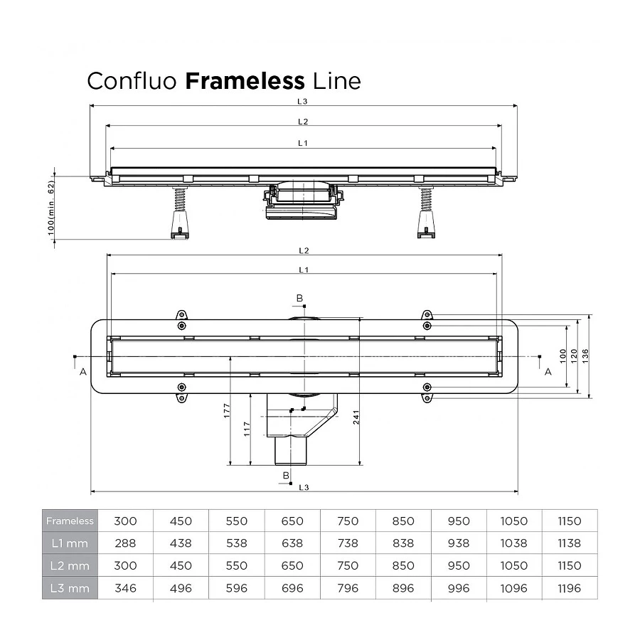 Душевой лоток Pestan 450 Frameless Line Black Matte 13701318