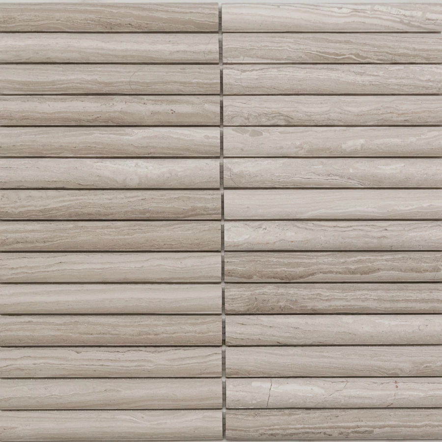Мозаика Pixel mosaic Венеция White Wooden Convex чип 20х151 матовая бежевая PIX 348 30,5х30 см