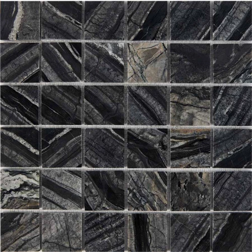 Мозаика Pixel mosaic Мрамор Royal Grey чип 48x48 мм сетка Полированная Pix 257 30,5х30,5 см