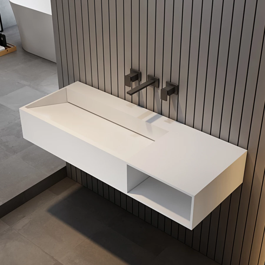 Тумба с раковиной Abber Stein подвесная белая матовая AS2640-1.2 R