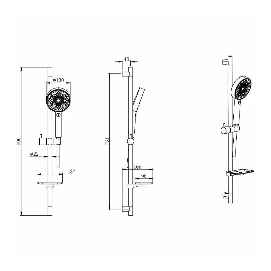 Душевой гарнитур Aquatek 3jetA хром Q2031CR 73см