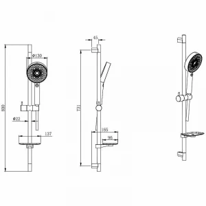 Душевой гарнитур Aquatek 3jetA хром Q2031CR 73см
